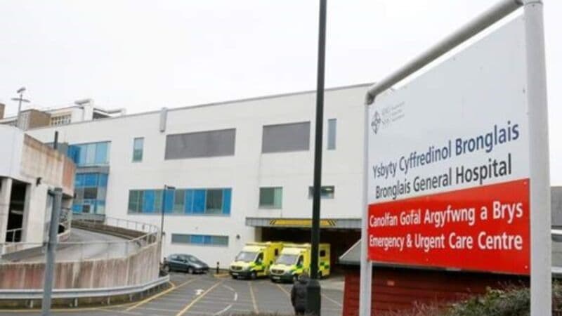 Emergency Department entrance at Bronglais General Hospital, Aberystwyth