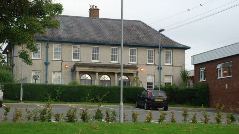 Main entrance of Bryn Beryl Hospital Minor Injuries Unit in Pwllheli, Gwynedd