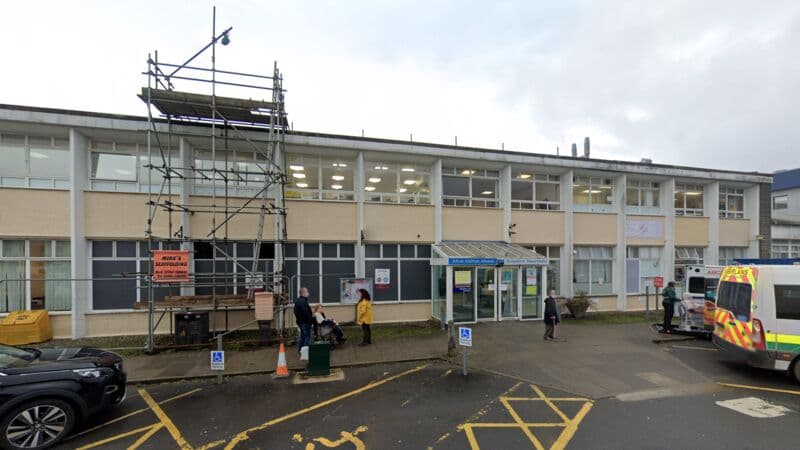 Main A&E entrance at Glangwili General Hospital, Carmarthen, Carmarthenshire