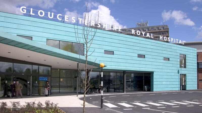 Main A&E entrance at Gloucestershire Royal Hospital, Gloucester