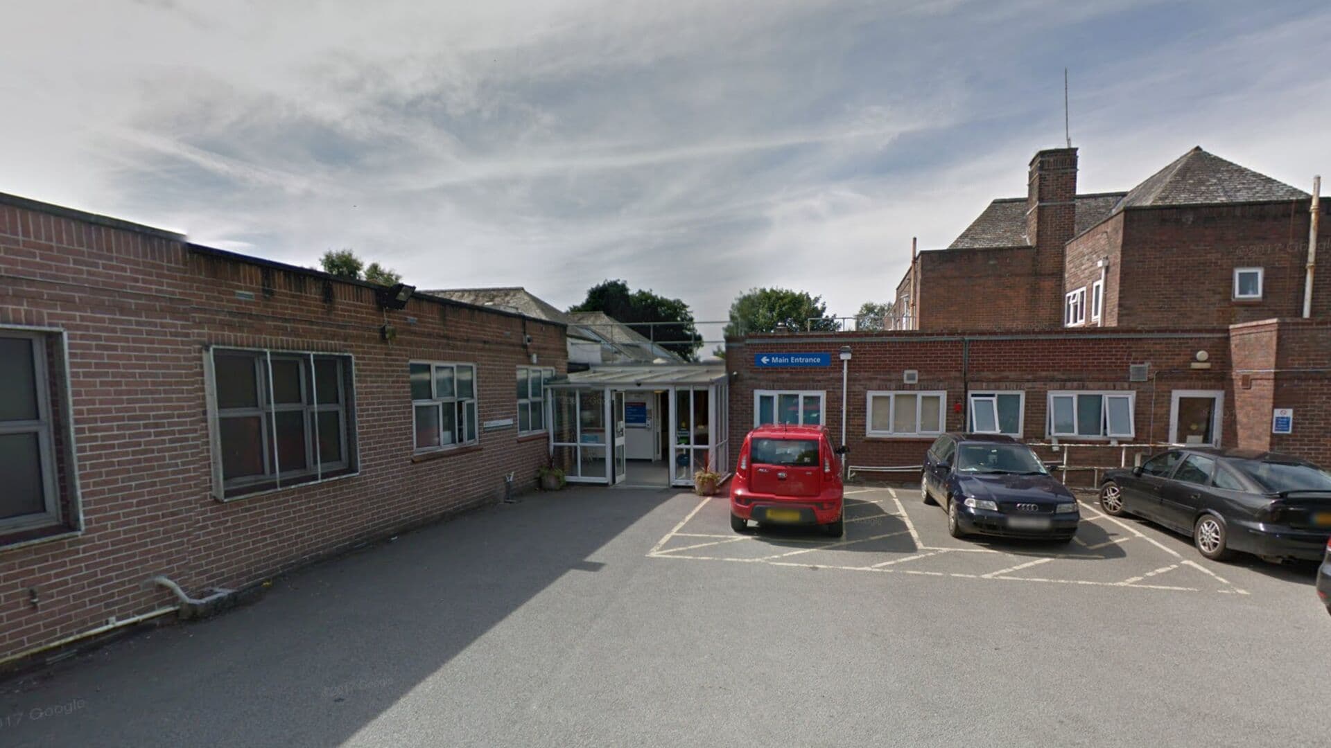 Main entrance of Launceston Minor Injury Unit at Launceston Community Hospital, Cornwall