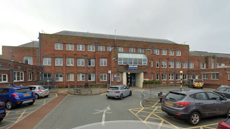 Llandudno General Hospital MIU entrance, Conwy