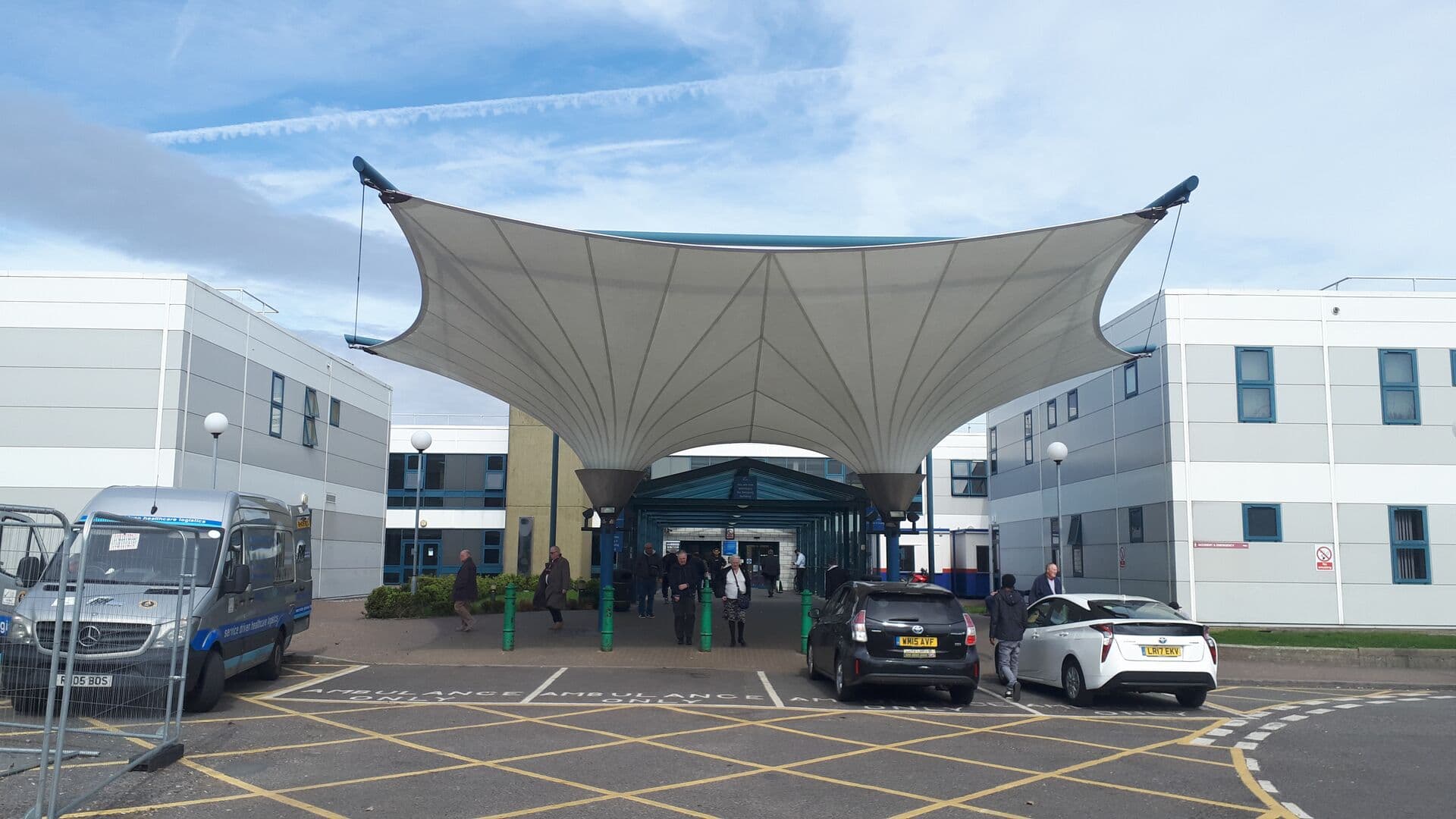 Main hospital entrance at Queen Elizabeth Hospital, Woolwich, London