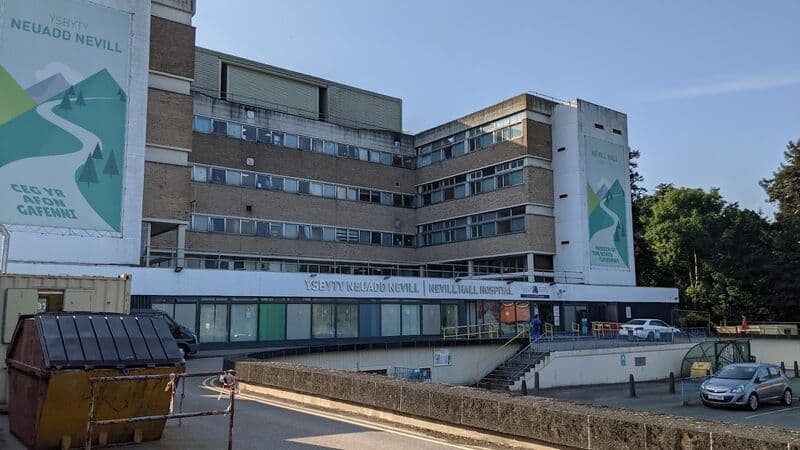 Main entrance of Nevill Hall Hospital, Abergavenny