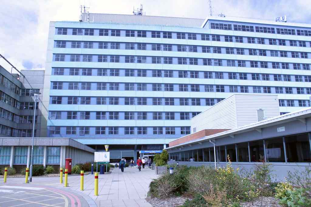 Boston UTC at Pilgrim Hospital on Sibsey Road, showing the hospital exterior and main entrance