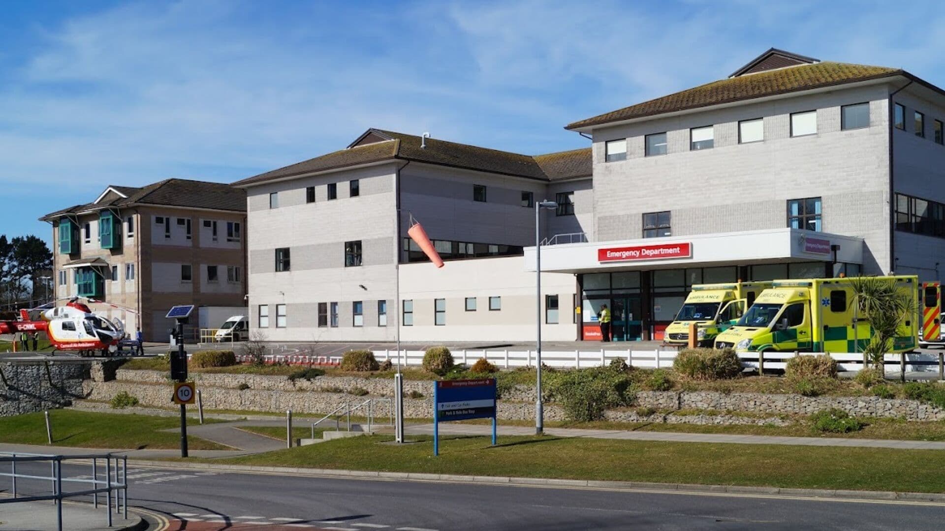 A&E emergency entrance at Royal Cornwall Hospital, Truro, Cornwall