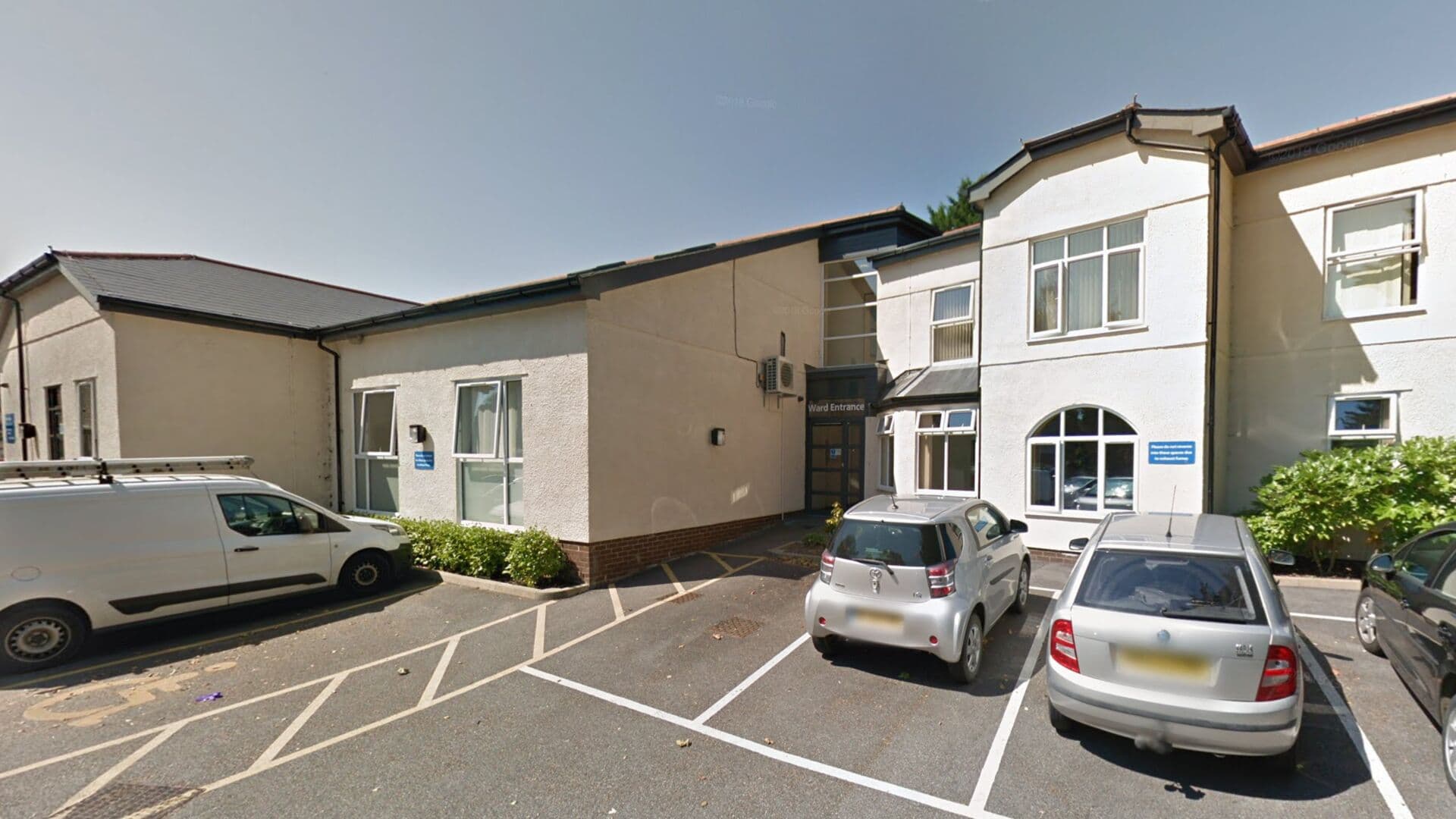 Main entrance of Stratton Minor Injury Unit at Stratton Community Hospital, Bude, Cornwall