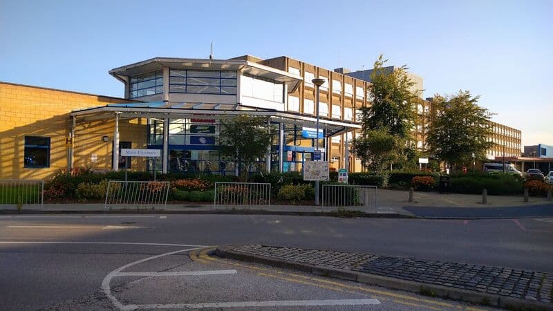 Warrington Hospital main A&E entrance building