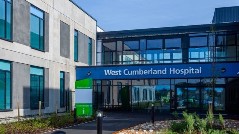 West Cumberland Hospital main A&E entrance, Whitehaven