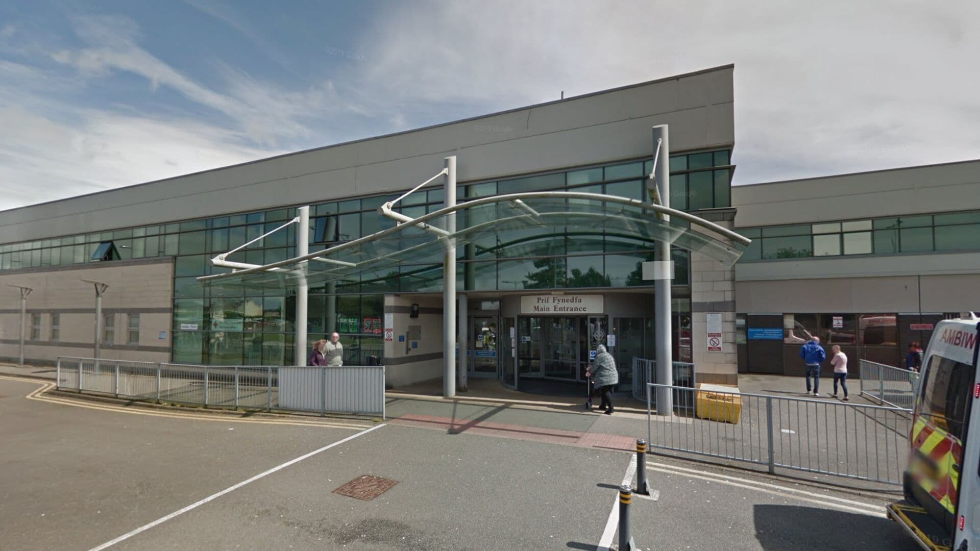 Main entrance of Ysbyty Gwynedd, Bangor, Gwynedd