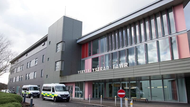 Ysbyty Ystrad Fawr main entrance, Ystrad Mynach