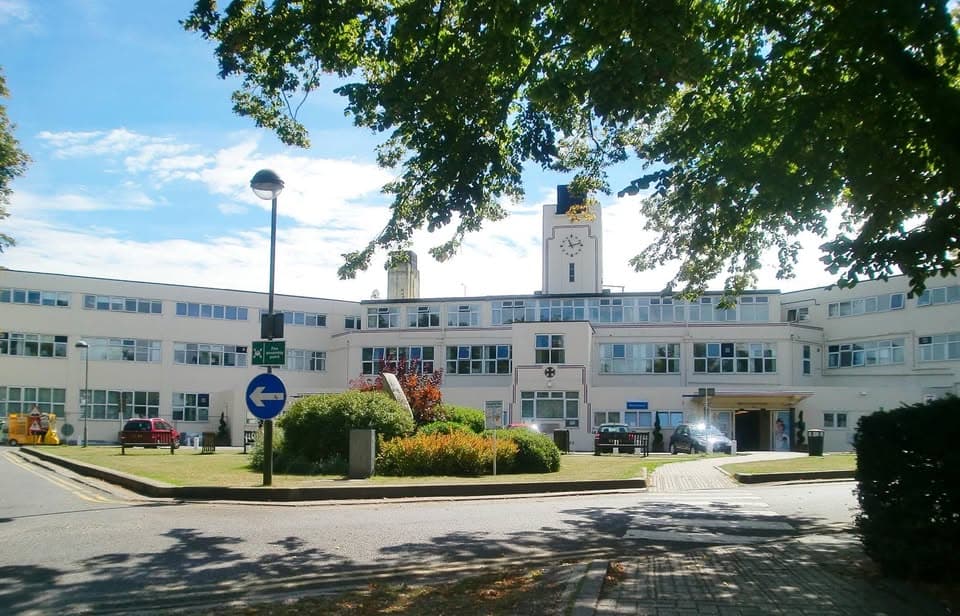 Kent and Canterbury Hospital main building with clock tower, Ethelbert Road, Canterbury, Kent